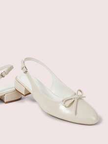CUCCOO DOLLMOD Women's Shoes Round Toe White Patent Leather Bow Decoration Back Strap Low Heel Cute College Mary Jane Thick Heel High Heel Sandals Summer Shoes - White - View 1