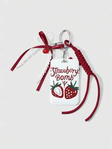 ROMWE Kawaii 1款全新创意甜美可爱百搭休闲高性价比手工串珠白色仿珍珠红色织带蝴蝶结树脂草莓手工编织登山绳字母草莓印花亚克力滑动卡套校园卡套、明星卡套、旅行交通卡套DIY钥匙扣配件包包挂件，适合上班族、学生、派对爱好者、日常佩戴、节日礼物 - 紅色-104 - 查看 11