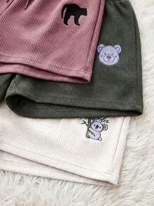 SHEIN Women Cotton Waffle Fabric Cute Printed 3pcs Multi Pack Sleep Shorts - Multicolor - View 3