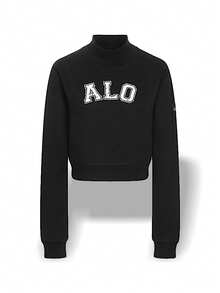Alo Yoga Hoodie RENOWN CRPD PREPPY Warmth Soft Versatile Easy To Wash Outdoor Daily Women Black White W3653RG - BLACK/WHITE - 黑色/白色 - 查看 1