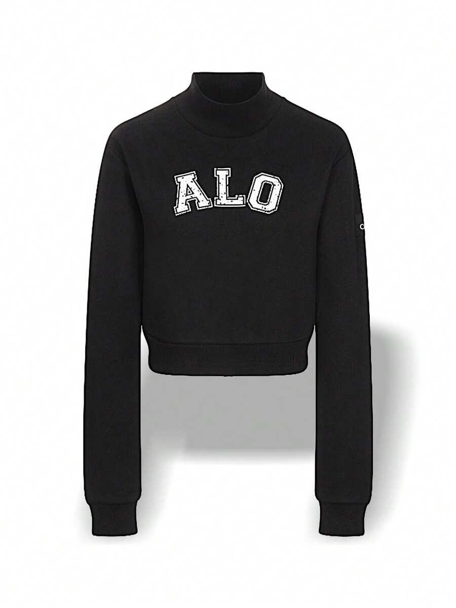Alo Yoga Hoodie RENOWN CRPD PREPPY Warmth Soft Versatile Easy To Wash Outdoor Daily Women Black White W3653RG - BLACK/WHITE - 黑色/白色 - 查看 1