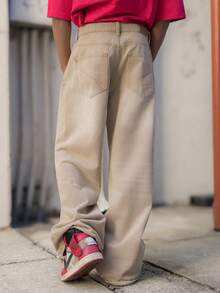 BelSigned BelSigned 男士休闲梭织宽松长裤，日常年轻休闲风格 - 卡其色 - 查看 2