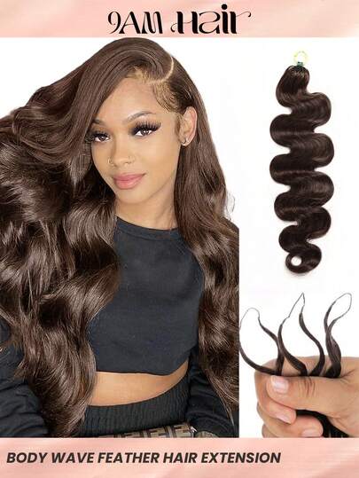  Tóc giả kiểu Boho Braids Feather Crochet, tóc thật uốn lượn, tóc nối thủ công không thắt nút, đã được tách sẵn, dài 16-22 inch, màu nâu sô cô la.