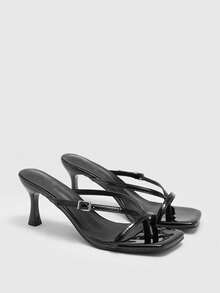 CUCCOO BIZCHIC Women Shoes Square Head Kitten Heel Black Flip-Flops Women's Sandals Stylish And Comfortable Daily Versatile Commuter Women's Sandals Slippers - Black - View 1