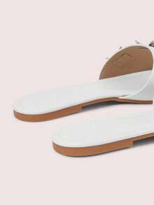 CUCCOO DOLLMOD Sandal đế bằng màu trắng thoải mái cho nữ, sandal đế bằng hình bướm kim loại phong cách ngọt ngào. - trắng - Xem 4