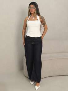 Rayane Ketlyn Elegant Solid Color Backless Halter Neck Top, Summer, White Halter Top Halter Tops For Women Backless Halter Top - White - View 6