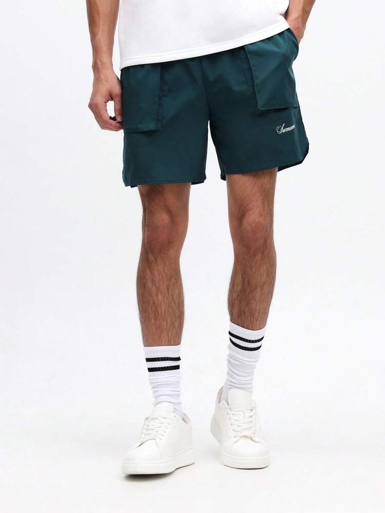 남성 카고 포켓 보드 쇼츠 여름 해변 수영 트렁크 휴가용 빠른 건조 수영복