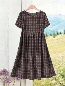 Rusticease 女士休闲复古格子印花短袖收腰中长连衣裙，适合夏季日常通勤。夏季女装格子连衣裙野餐连衣裙格子连衣裙女士休闲连衣裙女士夏季连衣裙女士连衣裙女士休闲连衣裙PureDress简约复古连衣裙女士休闲连衣裙女士野餐连衣裙度假连衣裙女士度假装扮复活节连衣裙女士短袖格子连衣裙女士格子连衣裙女士休闲连衣裙 - 彩色 - 查看 6