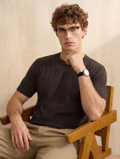 Manfinity CityGents Men's Pullover Knit Top Short Sleeve, Summer