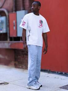 BelSigned BelSigned Krometka 男士休闲百搭简约印花短袖T恤 - 白色 - 查看 5