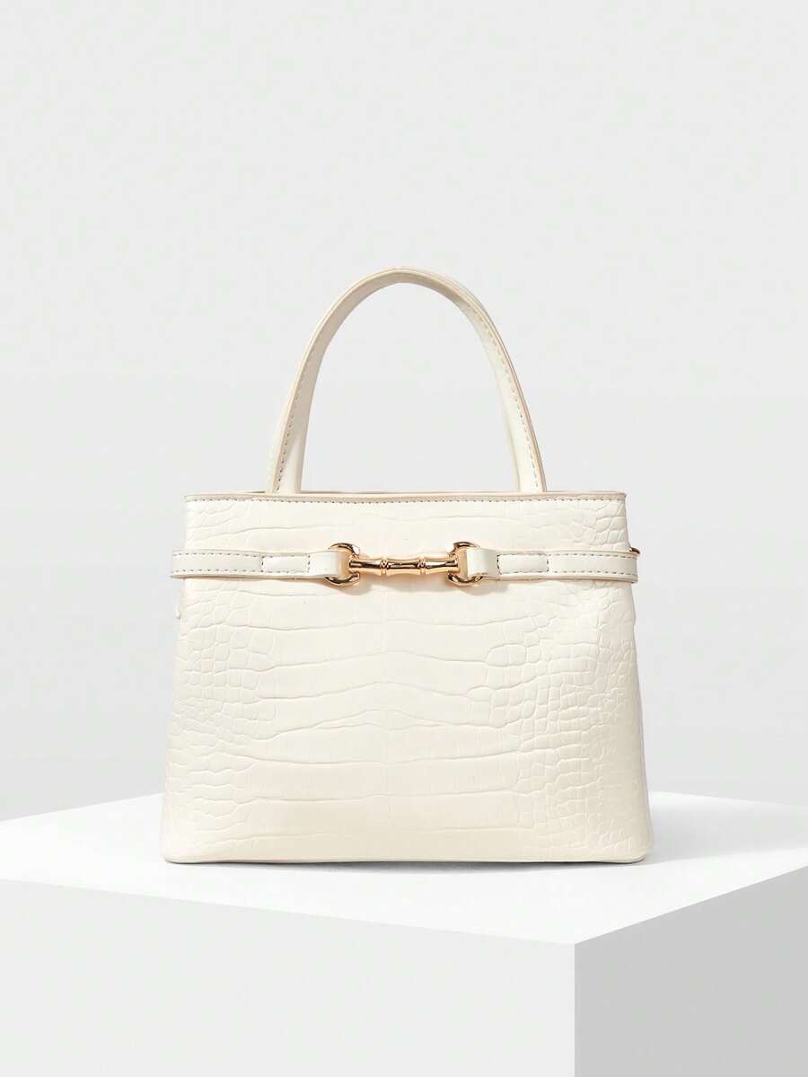 PREMIUM FASHION ALLIGATOR PATTERN HANDBAG - Beige crocodile pattern - View 1