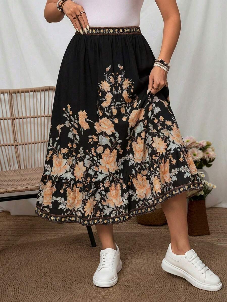 Comfylo 大码女式印花荷叶边中长裙，西部风、波西米亚风、嬉皮风、牛仔风、度假风、夏季风、春假风、优雅风，夏季波西米亚风长款印花裙，波西米亚风中长裙，优雅长裙，夏季长裙音乐节服装，乡村音乐节服装，休闲度假服装，A字裙，办公室女神风穿搭，印花中长裙音乐节服装，休闲度假服装，实用口袋，夏季女装，沙滩装，夏季度假服装，度假服装，女士长裙，波西米亚风裙子，优雅裙，女士长裙，波西米亚风裙子，印花长裙，夏季长裙，印花中长裙，女士长裙，高腰女裙，女士长裙，田园风裙子，女士印花裙，黑色印花裙