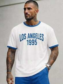 GENTILAND 男士字母印花圆领短袖休闲百搭T恤 - 白色 - 查看 2