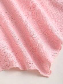 Sweetra Women's Elegant Solid Color Jacquard Tie-Front Blouse, Spring/Summer - Pink - View 5