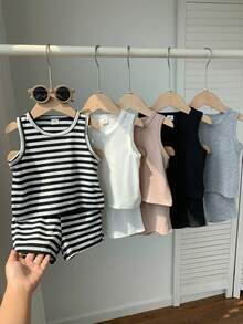 10pcs/Set Baby Boy Summer Cute Casual Knit Vest & Shorts Set, Basic Multi-Pack - Multicolor - View 1