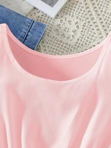 SHEIN 两件套少女休闲短款牛仔外套和无袖连衣裙套装 - 淺粉色 - 查看 7