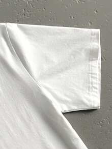 StoneGrade 彩色花卉手写字体休闲印花白色短款宽松短袖T恤，约会聚会必备，时尚百搭，适合作为送给男友的礼物 - 白色 - 查看 4