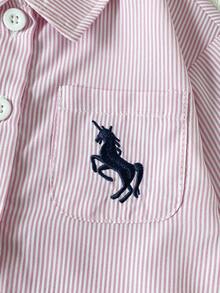 SHEIN Áo sơ mi dài tay kẻ caro dáng casual cho bé gái, phong cách Hàn Quốc dễ thương và tươi trẻ, phù hợp cho mùa xuân, thu và đông, trang phục đa năng. - Hồng - Xem 5