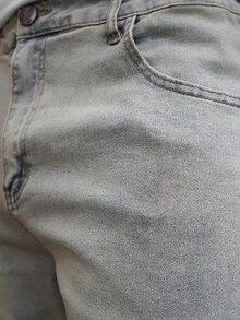 LEOGASHI Quần Jeans Denim Xanh Nhạt Co Giãn Ôm Vừa Vặn Thường Ngày Cho Nam - Rửa nhẹ - Xem 4