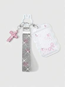 ROMWE Kawaii 1 Dây đeo cổ tay bằng nylon hình thánh giá đính đá lấp lánh, phong cách sinh viên Hàn Quốc, dễ thương và sáng tạo, đính đầy kim cương và ngôi sao, kiểu dáng ngôi sao, 'Tự làm trang sức kim cương', tặng kèm 1 miếng dán nơ hình bướm hoạt hình đính đá, 1 bao đựng thẻ ren trong suốt bằng acrylic, bao đựng thẻ dọc, bao đựng thẻ sinh viên, bao đựng thẻ du lịch, bao đựng thẻ tín dụng, bao đựng thẻ ngôi sao, móc khóa hình thỏ sơn màu, phụ kiện túi xách, mặt dây chuyền, thích hợp cho nhân viên văn phòng, sinh viên, người thích tiệc tùng, mặc hàng ngày, quà tặng ngày lễ. - Màu hồng - 122 - Xem 5