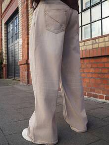 LEOGASHI LEOGASHI 男士休闲梭织宽松长裤，日常年轻休闲风格 - 卡其色 - 查看 4