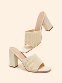 CUCCOO BASICS Minimalist Commuter Versatile Open Toe Mule High Heel Sandals For Christmas Spring Shoes - Off White 2 - View 3