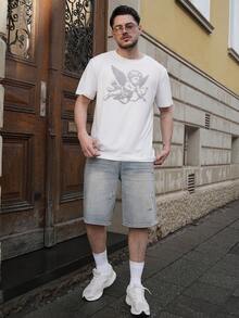LEOGASHI LEOGASHI Street Style Cupid Angel Print Round Neck Men's T-Shirt For Spring/Summer Outdoor - White - View 6