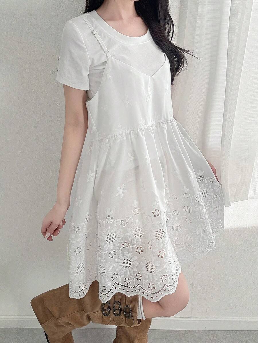 FRIFUL 女士夏季休闲度假风纯色修身收腰长款吊带背心 - 白色 - 查看 1