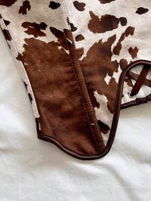 Soleia New Court Corset In Tropical Print Brown Shapewear Corset,Summer Top - Brown - View 4