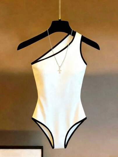 Franclia 女士新款露背领口修身连体衣，简约百搭