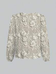 SHEIN Clasi Camisa de mujer minimalista casual con estampado bordado, apta para uso diario - Multicolor - Ver 2