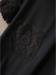 SHEIN Cosyjoi Áo thun nữ cỡ lớn, áo thun nữ thường ngày - màu đen - Xem 5