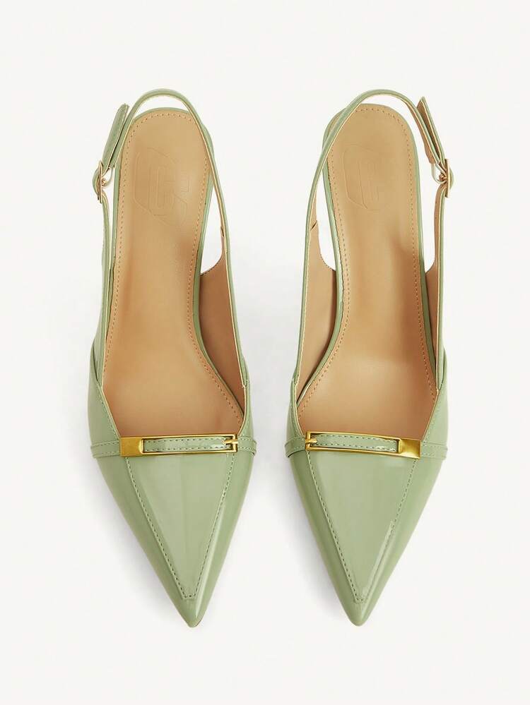 CUCCOO CHICEST Women's Shoes Fashion Green Basic Elegance Metal Decorative High Heels