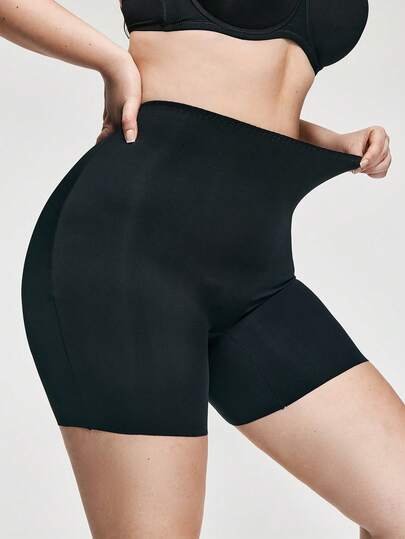 SHAPORA Plus Size Women Solid Color High Waist Casual Versatile Daily Wear Shaping Shorts