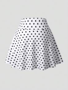 SHEIN 1 chiếc váy xếp ly chấm bi dáng casual cho bé gái, cạp chun, có quần bảo hộ bên trong, trang phục 2 trong 1, đa năng cho mùa xuân/hè, dễ phối với áo sơ mi/áo phông, phù hợp cho du lịch, đi biển, đi học và các dịp khác. - trắng - Xem 2