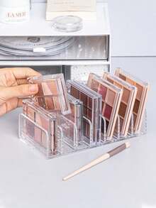 Klimonla 1pc Clear Acrylic Storage Box For 7-Grid Eye Shadow Palette, Can Be Used For Tools Storage, Dustproof. Suitable For Storing Powder, Eye Shadow, Blush & Other Cosmetics, With Drawer Separator Box, Desktop Makeup Display Box,Room,Home,Bedroom,Bathroom - Clear - View 3