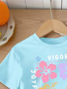 2pcs Baby Girl Casual Floral Print Short Sleeve T-Shirt And Shorts Set, Versatile For Spring/Summer - Multicolor - View 4