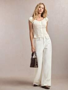 BizChic Áo dệt kim dáng ôm màu vàng mù tạt, cổ chữ U, eo chun co giãn, thích hợp cho công sở, trang phục trang trọng, thường ngày, phong cách lãng mạn, Y2K, retro thập niên 90, dự tiệc, đám cưới và mặc hàng ngày. - Màu vàng - Xem 3