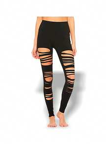 Alo Yoga Leggings HIGH WAIST EXTREME WARRIOR Sweat Absorption Breathable Lightweight Solid Good Elasticity Easy To Wash Gym Daily Women Black W5620R - BLACK - 黑色 - 查看 1