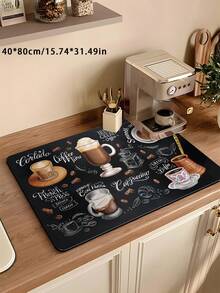 Single-Pack Coffee Mat - Coffee Bar Mat - Water-Absorbing And Anti-Slip Coffee Mat - Suitable For Tabletop - Coffee Bar Accessory - Coffee Dish Draining Mat - Suitable For Coffee Station - Waterproof. - Multicolor - View 2