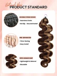 Boho Braids Feather Crochet Human Hair Highlight 4/27 Body Wave Human Hair Extensions Pre Separated Knotless Handmade Crochet Hair For Braiding Pre Looped 16-22Inch - S4/27 - View 3