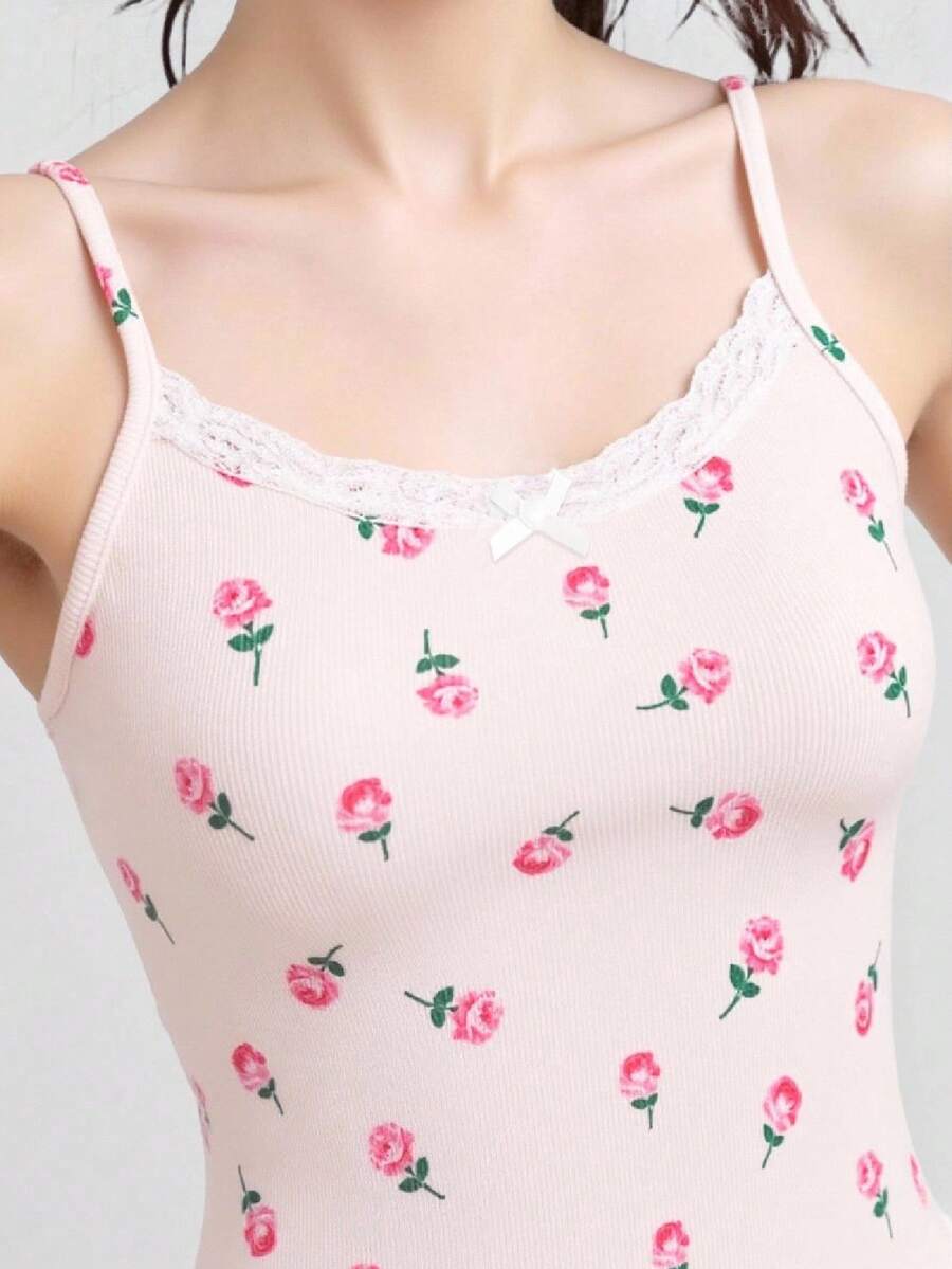 Áo hai dây ren hoa nhỏ thời trang cho bé gái tuổi teen - Hồng - Xem 1