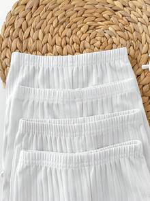 Baby Girl Solid Color Ribbed Camisole And Shorts Casual Set - Multicolor - View 10