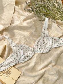 CottageSlumber Women's Ditsy Floral Butterfly Decor Underwire Bra Floral Bra Cute Bra  Cozy And Elegant Details - Multicolor - View 5