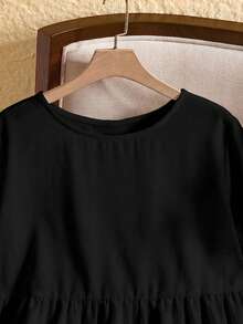 Rusticease Blusa de mujer talla grande con cuello redondo y volantes en las mangas, para verano - Blanco - Ver 7