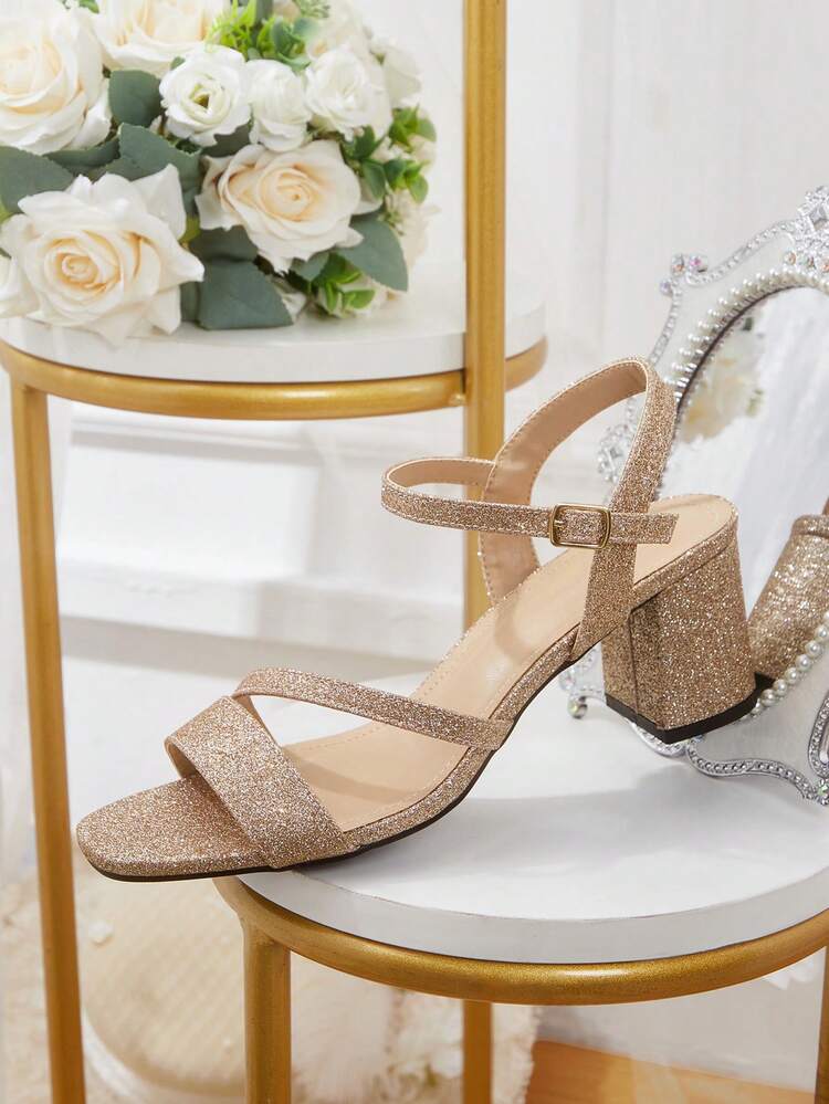 CUCCOO HITCHD New Summer Square Toe Thick Heel Comfortable Non-Slip Elegant Versatile Women High Heel Sandals