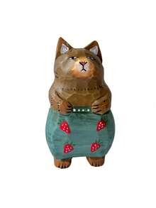Madebyblanc Hand-Carved Cat Figurine, Exquisite Wooden Cat Statue - A Lifelike Mini Cat Sculpture Suitable For Home Desktop Decoration, Bookshelf Display, Adorable Gift For Animal Lovers, Collectible Artwork, Creative And Cute Cat Figurine Decoration For The Home, Suitable As A Birthday Gift (Handmade, Natural Wood Grain). - 1PC - View 18