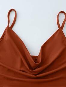 NostaNoir 法式束腰连衣裙，小众高端连衣裙 - 鏽棕色 - 查看 6