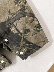 Baby Boy Casual Versatile Denim Bib Shorts With Pockets, Everyday Wear - Army Green - View 5