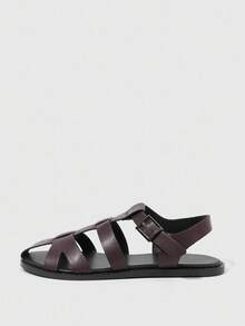 HighSole Sandalias casuales planas de punta redonda marrones para mujer, con suela grande suave y cómoda, versátiles y de estilo romano, adecuadas para exteriores, viajes, playa, uso diario, primavera/verano - Marrón - Ver 5